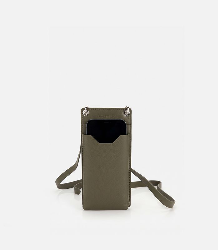 Unisex Deri Haki Çapraz Telefon Çantası