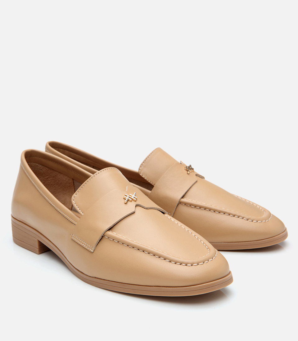 Hotiç Bej Hotiç Deri Esnek Kadın Tabanlı Klasik Loafer