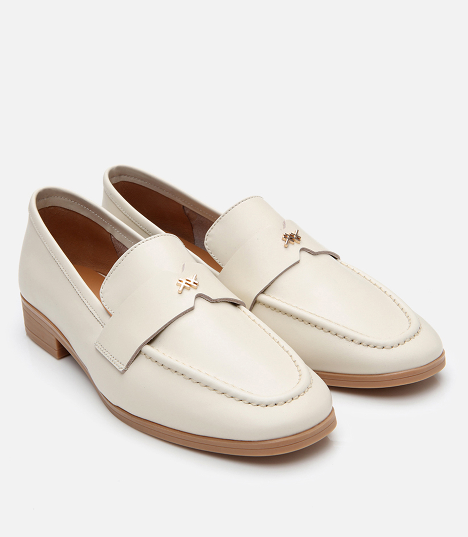 Hotiç Ekru Hotiç Deri Esnek Kadın Tabanlı Klasik Loafer