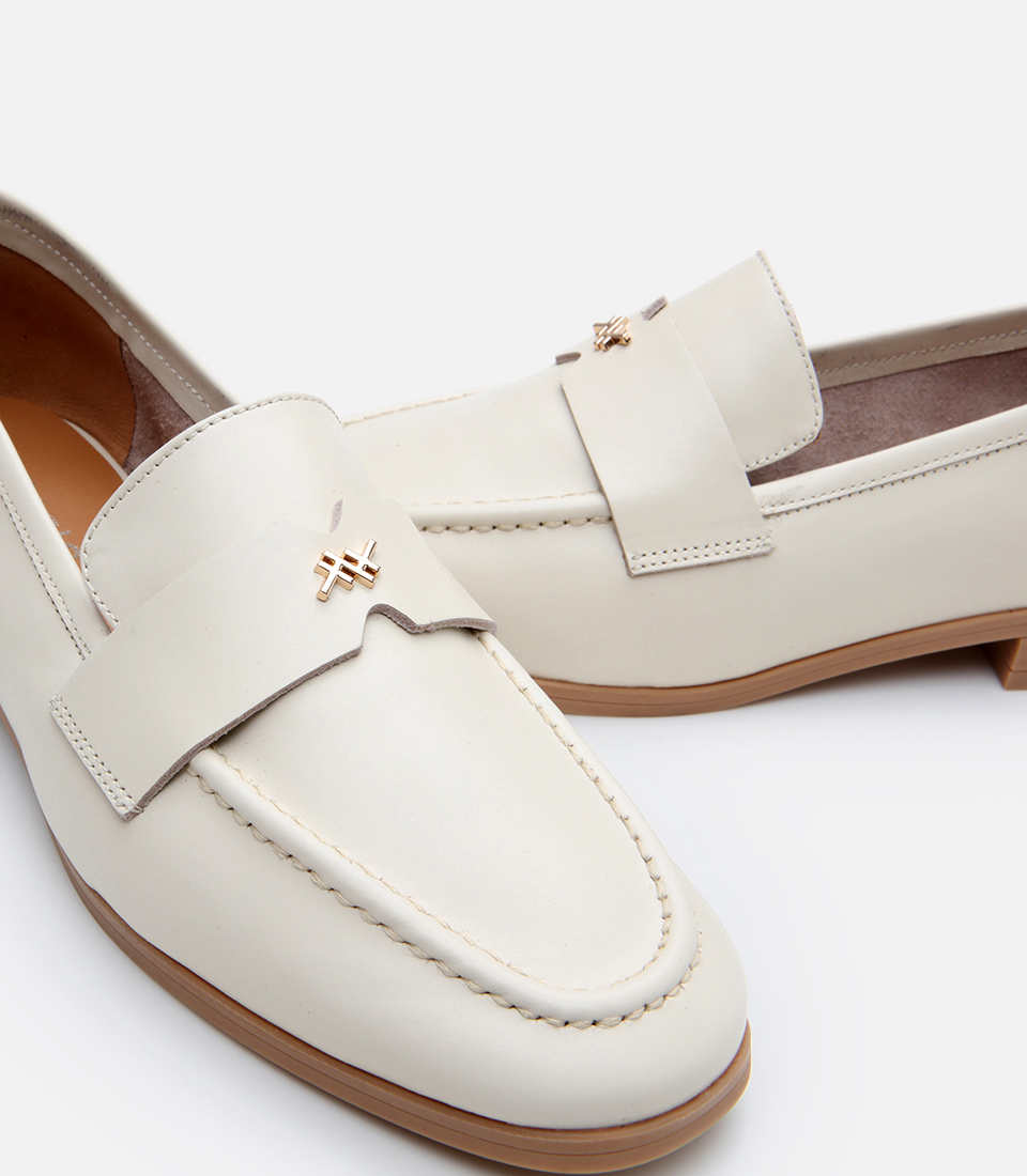 Hotiç Ekru Hotiç Deri Esnek Kadın Tabanlı Klasik Loafer