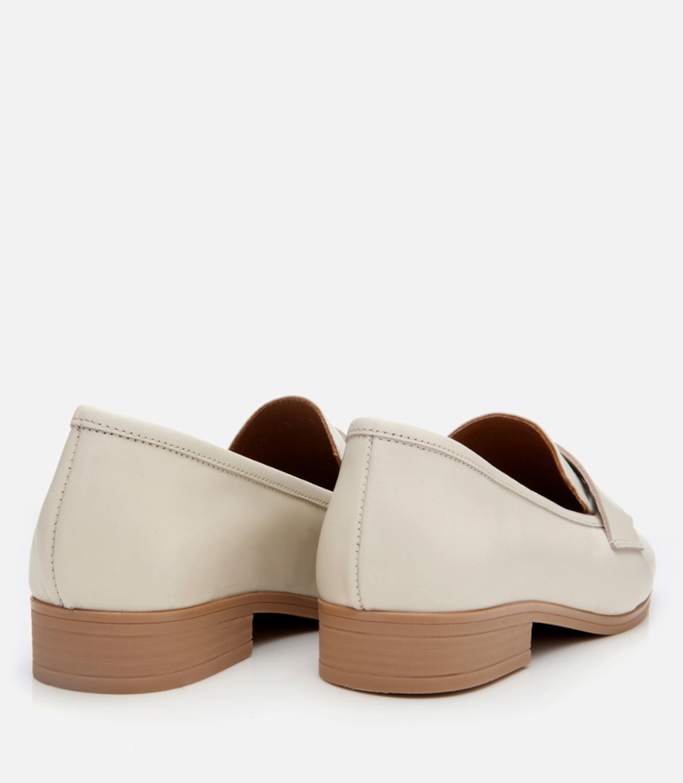 Hotiç Ekru Hotiç Deri Esnek Kadın Tabanlı Klasik Loafer