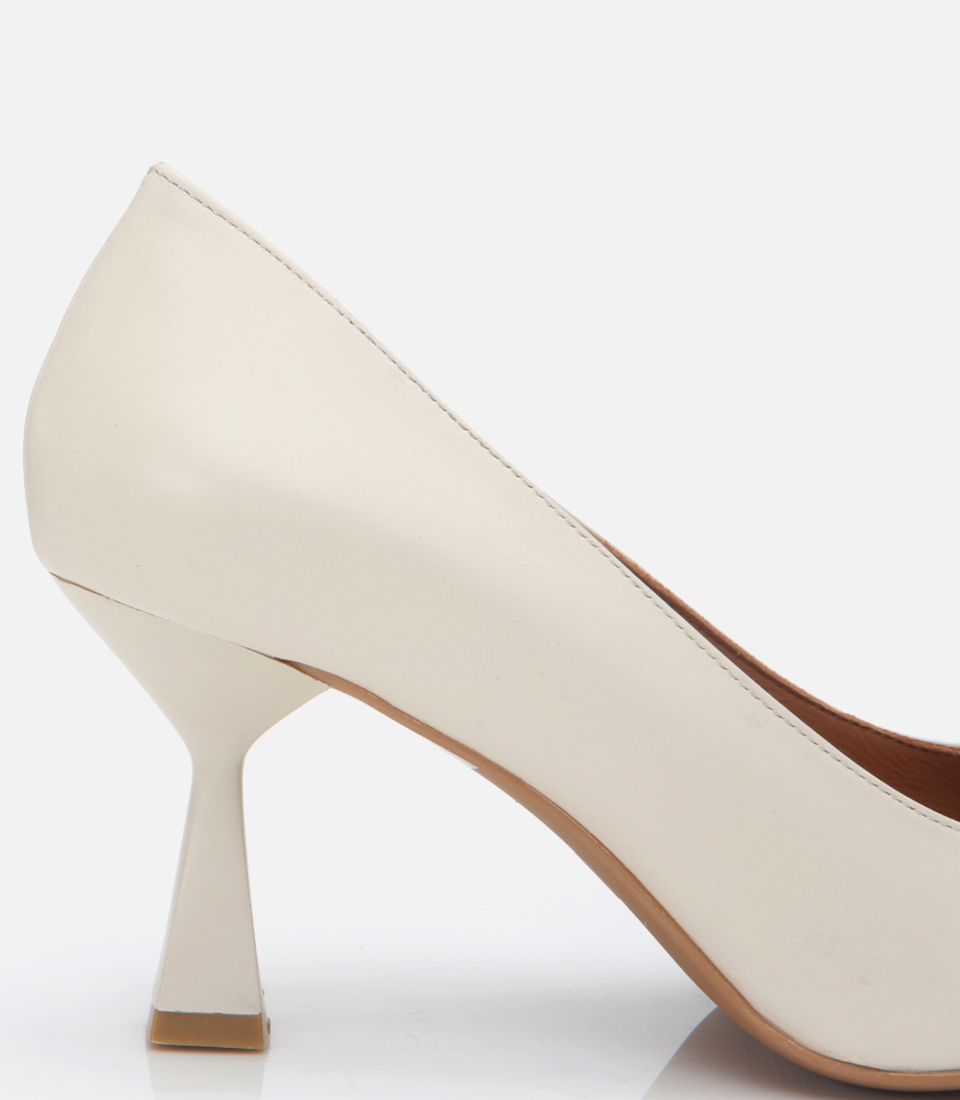 Hotiç Ekru Hotiç Deri Esnek Kadın Tabanlı Stiletto