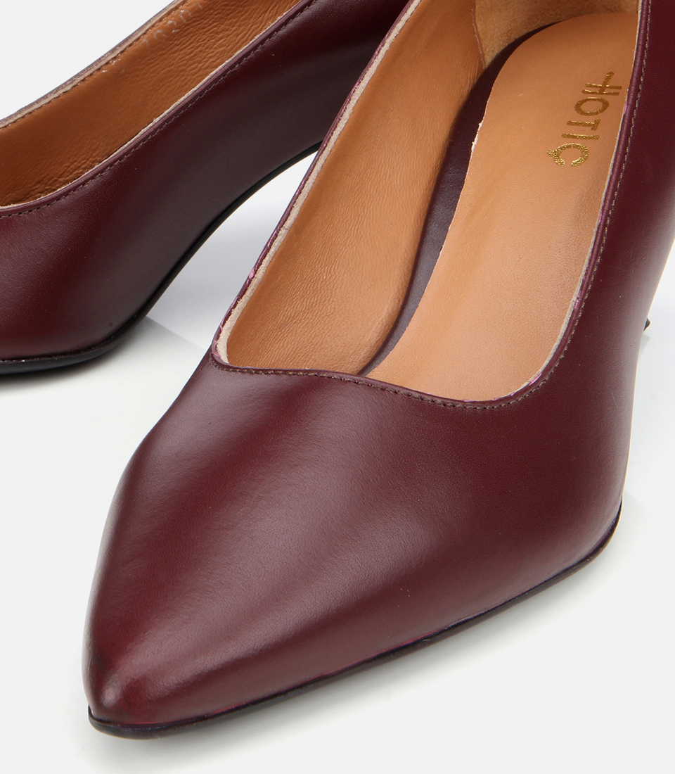 Hotiç Bordo Hotiç Deri Esnek Kadın Tabanlı İnce Topuklu Stiletto