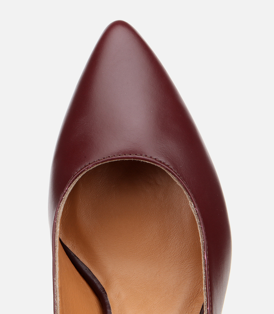 Hotiç Bordo Hotiç Deri Esnek Kadın Tabanlı İnce Topuklu Stiletto