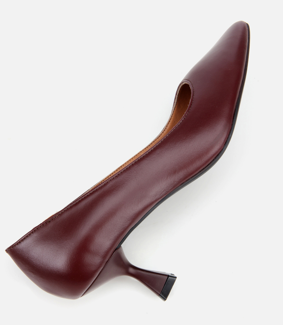 Hotiç Bordo Hotiç Deri Esnek Kadın Tabanlı İnce Topuklu Stiletto