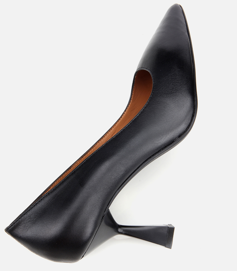 Hotiç Siyah Hotiç Deri Esnek Kadın Tabanlı İnce Topuklu Stiletto