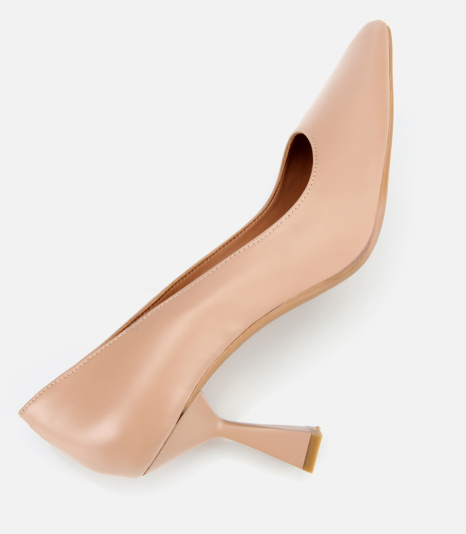 Hotiç Bej Hotiç Deri Esnek Kadın Tabanlı İnce Topuklu Stiletto