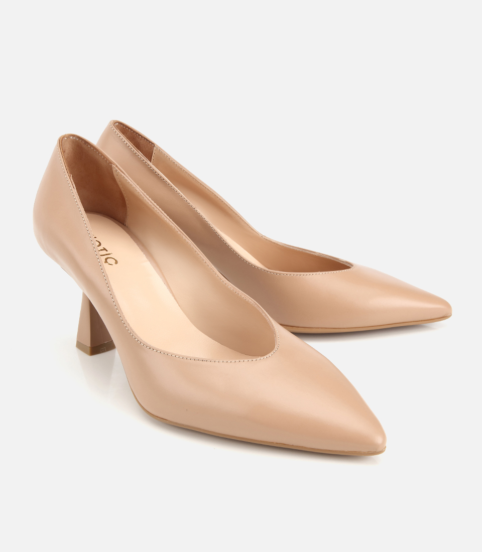 Deri Sarı Kısa Topuklu Stiletto 01AYH321960A52035 | Hotiç