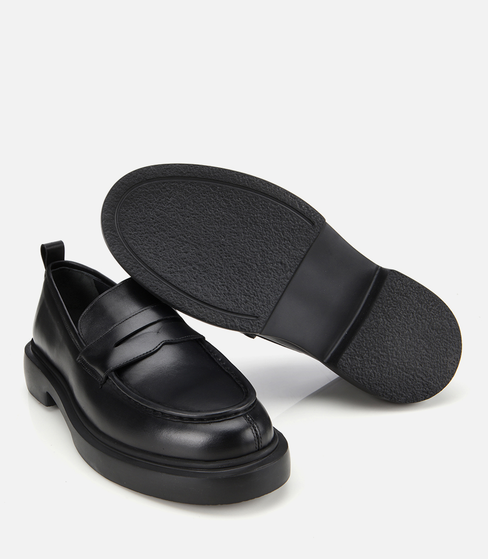Deri Siyah Yüksek Tabanlı Klasik Loafer 02AYH311850A10040 | Hotiç